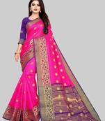 Pink woven art silksaree with blouse