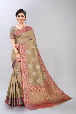   chiku woven art silksaree with blouse 1