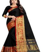 Black woven art silksaree with blouse