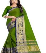 Green woven art silksaree with blouse