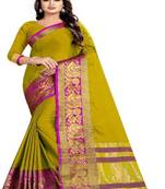 Yellow woven art silksaree with blouse