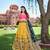 Yellow  Heavy Embroidered Silk Semi Stiched Lehenga