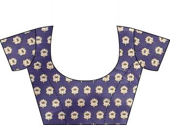 Blue printed art silk sarees saree with blouse 5
