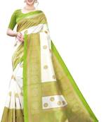 Green printed art silk sarees saree with blouse