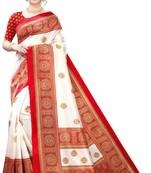 Red printed art silk sarees saree with blouse