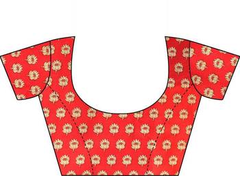 Red printed art silk sarees saree with blouse 5