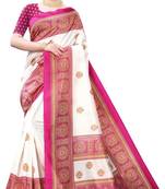 Pink printed art silk sarees saree with blouse