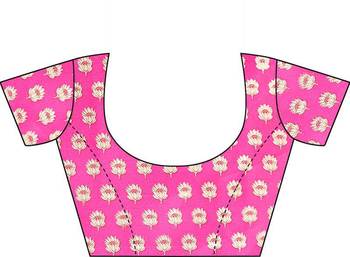 Pink printed art silk sarees saree with blouse 5