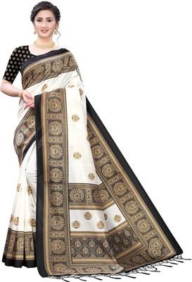 Black printed art silk sarees saree with blouse 1