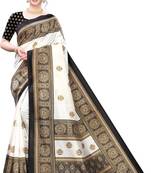 Black printed art silk sarees saree with blouse