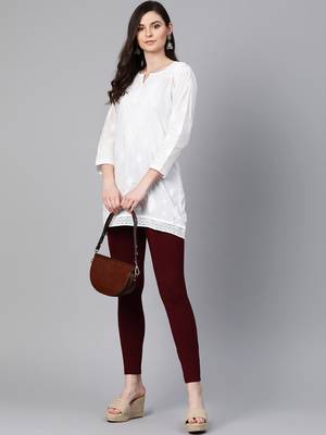 Ada White Embroidered Chikankari Cotton Short Kurti - A208704 4