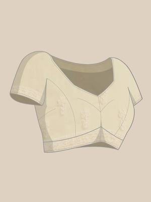 Women Hand Embroidered Fawn Faux Georgette Lucknow Chikankari Saree With Blouse 6