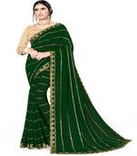 Green Embroidered Georgette Saree With Blouse