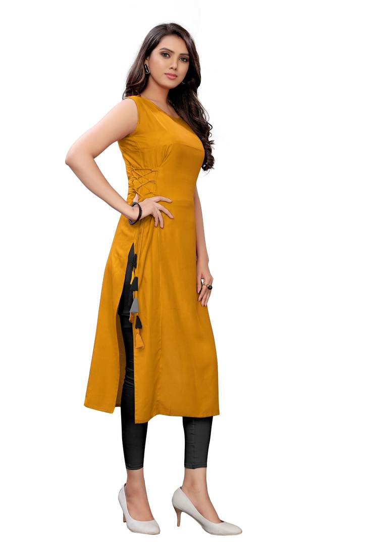 Women's Rayon Plain Readymade Kurti