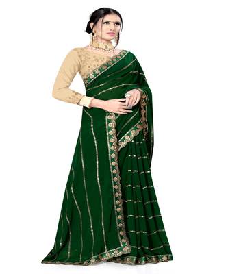 Green Embroidered Georgette Saree With Blouse 3