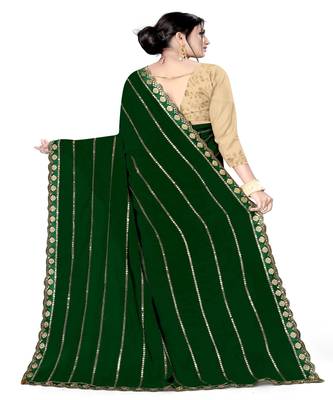 Green Embroidered Georgette Saree With Blouse 4