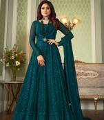Aqua Blue Georgette With EMbroidered work SHAMITA SETTY Gwon 