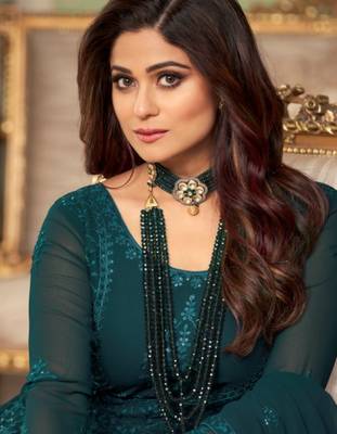 Aqua Blue Georgette With EMbroidered work SHAMITA SETTY Gwon  2
