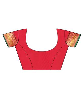 Red woven silk blend saree with blouse 4