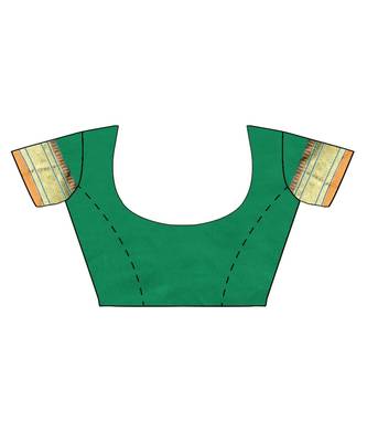 Green woven silk blend saree with blouse 4