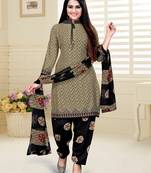 Women's Beige Color Crepe Printed Unstitched Dress material salwar suit
