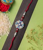 Mahi Rhodium Plated Florid Rakhi with crystals