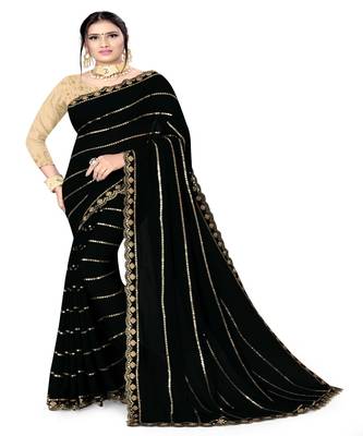 Black Embroidered Georgette Saree With Blouse 1