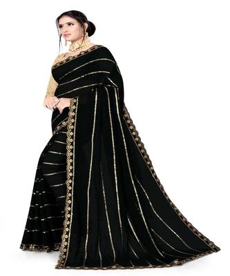 Black Embroidered Georgette Saree With Blouse 2