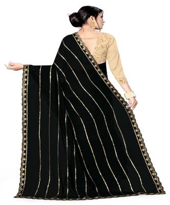 Black Embroidered Georgette Saree With Blouse 4