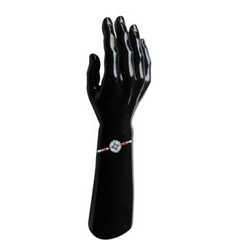 Mahi Rhodium Plated Florid Rakhi with crystals 3