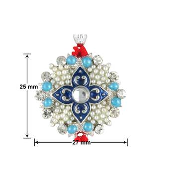 Mahi Rhodium Plated Florid Rakhi with crystals 4