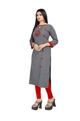 Women's Rayon Front Cut Plain Readymade Kurti 3