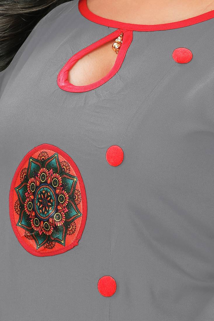 Women's Rayon Front Cut Plain Readymade Kurti