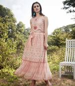 Angarika Light Pink Color  Rayon Bollywood Gown