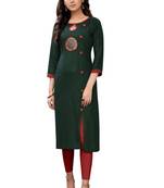 Women's Rayon Front Cut Plain Readymade Kurti
