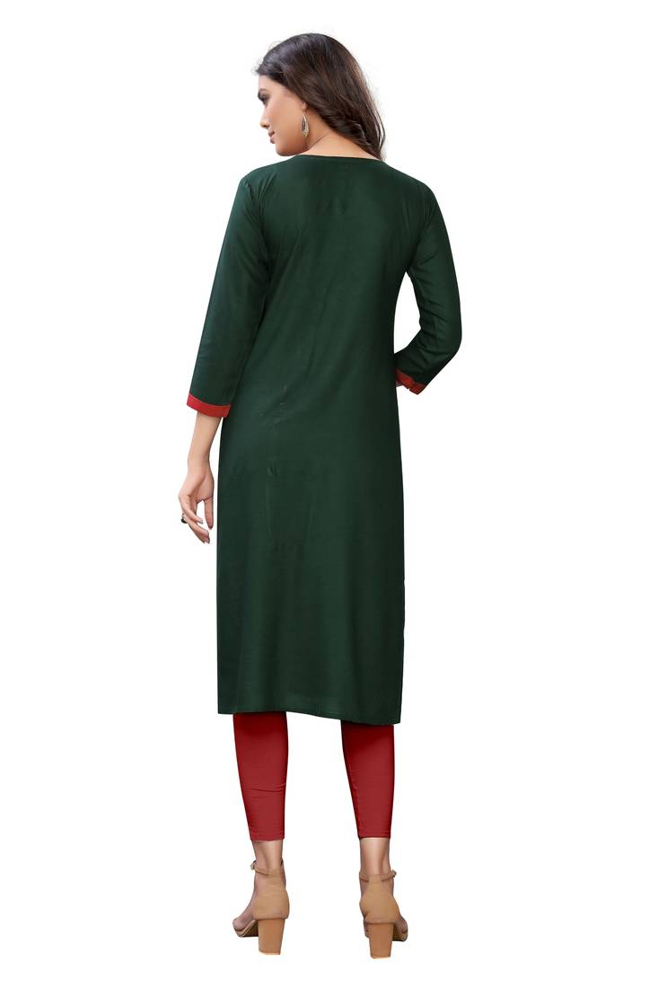 Women's Rayon Front Cut Plain Readymade Kurti