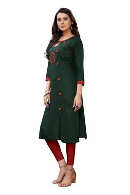 Women's Rayon Front Cut Plain Readymade Kurti 3