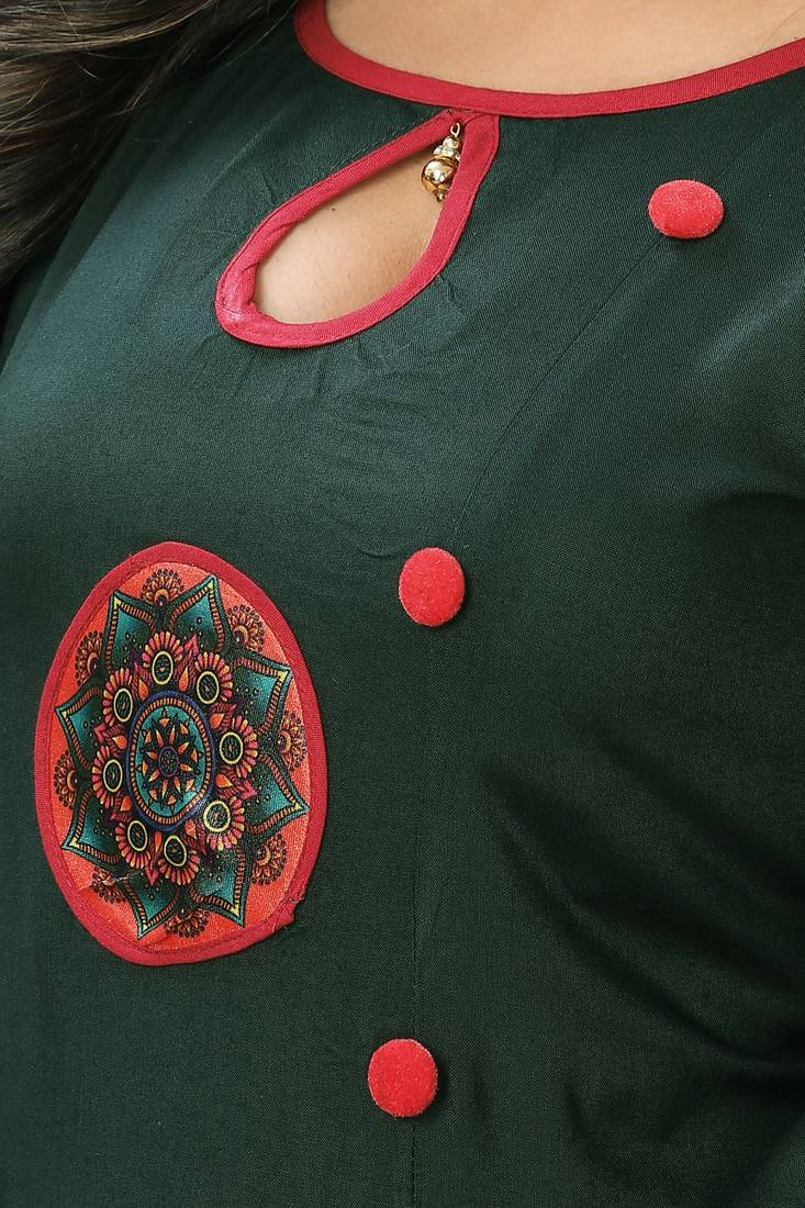 Women's Rayon Front Cut Plain Readymade Kurti