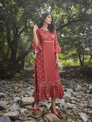 Angarika Brwon Color  Rayon Bollywood Gown 1