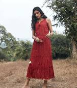 Angarika red Color  Cotton Blend Bollywood Gown