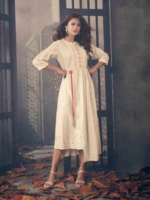 Angarika Cream Color Rayon Bollywood Kurti 1