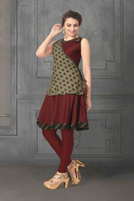 Angarika Red Color Cotton Blend Bollywood Kurti 1