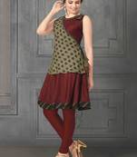 Angarika Red Color Cotton Blend Bollywood Kurti