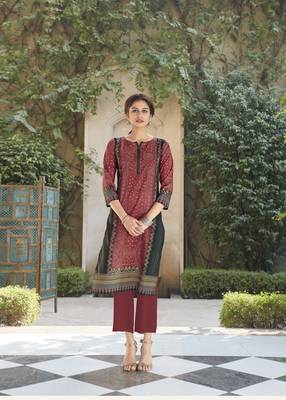 Angarika Brown Color Rayon Bollywood Kurti 1