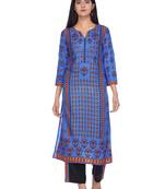 Blue printed rayon salwar