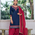 Blue embroidered janwar unstitched salwar with dupatta