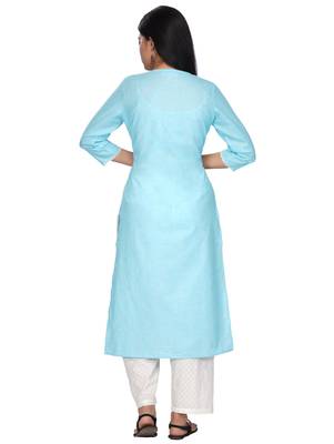 Blue embroidered cotton kurtas-and-kurtis 2