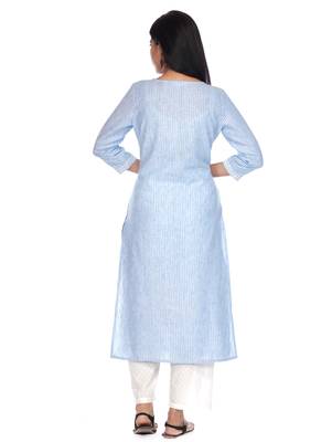 Blue embroidered cotton kurtas-and-kurtis 2
