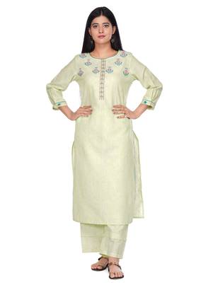 Green embroidered cotton kurtas-and-kurtis 1