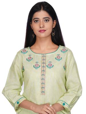 Green embroidered cotton kurtas-and-kurtis 3